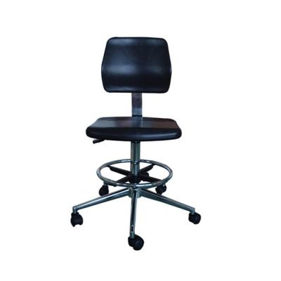 China Static Dissipative ESD Safe Chairs PU Work Stool Foot Ring And Arm Rest Black Color for sale
