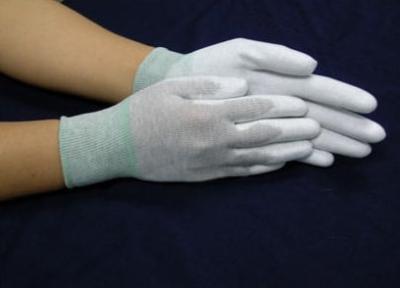 China Estándar seguro 388/4131 del EN de los materiales del ESD de los guantes estáticos antis revestidos del carbono de la palma de la PU en venta