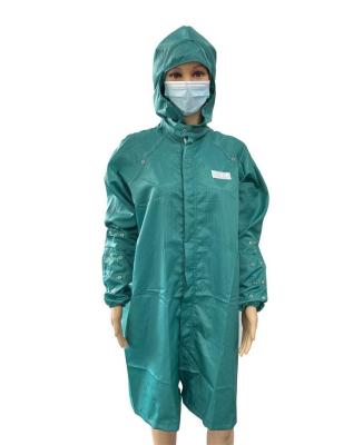 China Workshop 5mm Stripe Dust Free ESD Uniform Coat With Hood for sale