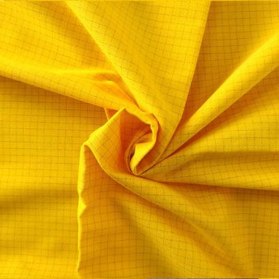China 4mm Grid Cotton Polyester Carbon Woven Anti Static  T C Fabric for sale