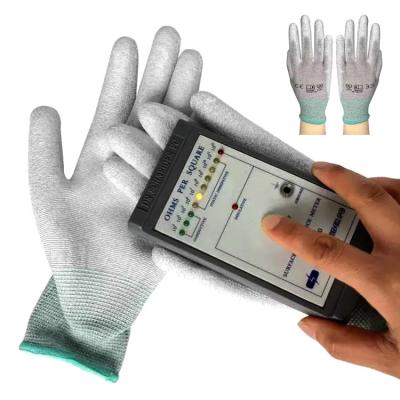 China Dust Free PU Coated ESD Palm Fit Anti Static Gloves for sale