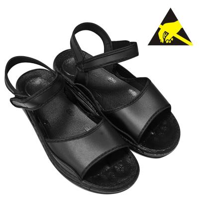 China Cleanroom ESD Antistatic Black PU Leather Sandals for sale