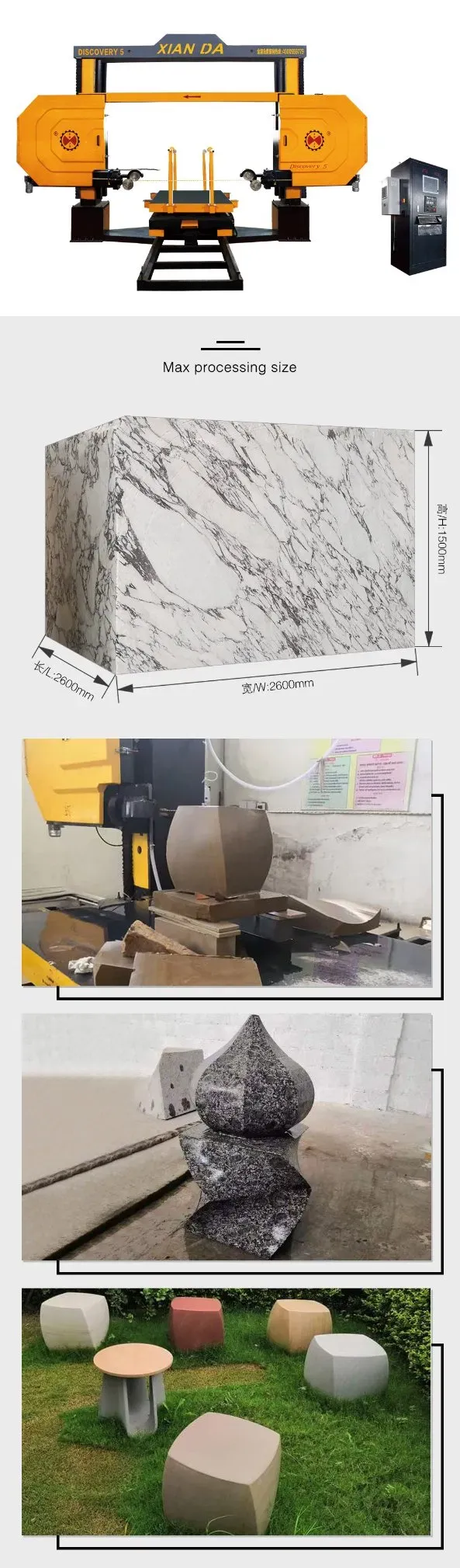 Discovery 5 Axis CNC Diamond Stone Wire Saw Machine