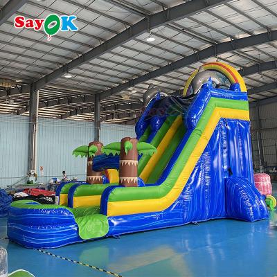 China Outdoor Inflatable Slide Giant Commercial Adult Blow Up Water Slide Jumpers Bounce Logo Printing for sale