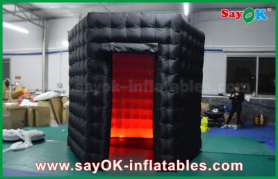 China Portable Photo Booth 2.5m Inflatable Black Octagon Photo Booth WIth LED Light OXford Cloth for sale