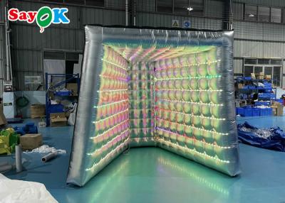 China Photo Booth Decorations Advertising LED Light Inflatable Photo Booth V Sharp Silver Type Enclosure Tent for sale
