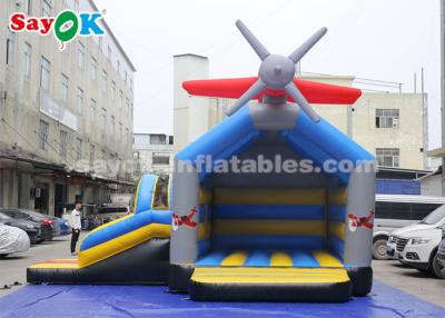 China Inflable Bouncer Slides 0.4mm PVC Tarpaulin Inflatable Jump And Slide Bouncer With Airplane For Kids for sale