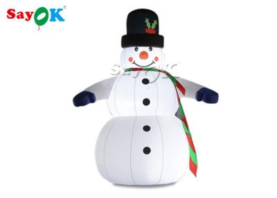 China Las decoraciones inflables del día de fiesta del paño de Oxfor que llevan el sombrero negro y las manoplas explotan el muñeco de nieve de la Navidad en venta