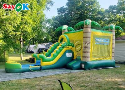China Inflatable Castle Slide Kids Inflatable Slide Outdoor Palm Tree Inflatable Bouncer Slide Bounce House Combo for sale