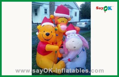 China Custom Yellow 210D Oxford Cloth Inflatable Bear Inflated Cartoon Characters For Advertising for sale
