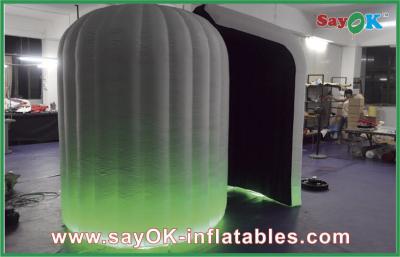 China Photo Booth Decorations Green Inflatable Photo Booth With LED Light For Commercail Advertising for sale