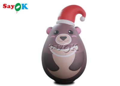 China Custom Portable Pvc Sealed Gray Inflatable Teddy Bear With Xmas Hat Advertising for sale