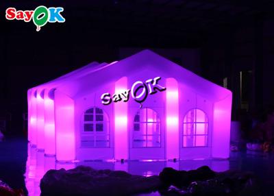 China Inflatable House Tent Custom White Oxford Cloth Inflatable Wedding Tents 10x7m 33x23ft With Led Light for sale