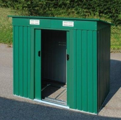 China 8x4 Easy Build Metal Pent Shed With Double Sliding Door , Green / Grey / Cream for sale