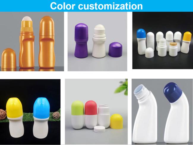 Empty 30ml 50ml 60ml 100ml Color Customized Plastic Roll on Bottles Colorful Deodorant Roller Containers