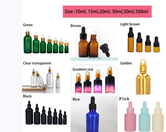 Wholesale Cheap 10ml 20ml 30ml 50ml Black Glass Dropper Bottle Bottle Essential Oil Glass Bottle Childproof Screw Cap Cosmetic Package