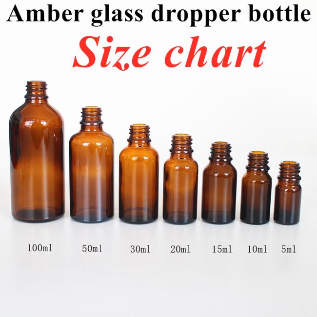 30ml 50ml 60ml Empty Round Amber Travel Portable Essential Oil Glass Dropper Bottle with Childproof Dropper