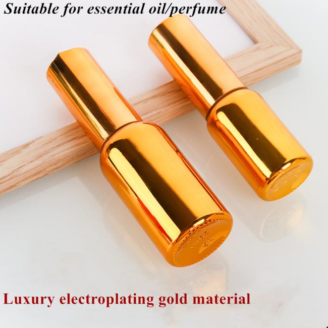 20ml 30ml 50ml Cosmetic Packaging Slant Shoulder with Electroplating Gold Glass Spray Bottle with Spray Pump Dropper