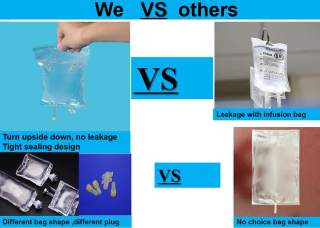 100ml 250ml 500ml 1000ml 2000ml 3000ml 5000ml Disposable PVC IV Bag Transfusion Bags