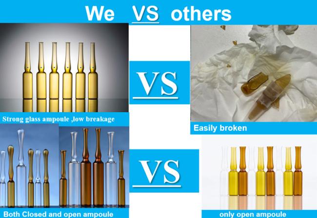 Customized 1ml 2ml 3ml 5ml 10ml Amber Clear Glass Ampoules for Injection Vials Bottle Empty Ampoules ISO Standard