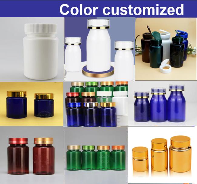 100cc 120cc 175cc Plastic Bottle for Pills Capsules Transparent Blue Pet Refillable Plastic Solid Powder Medicine Bottles