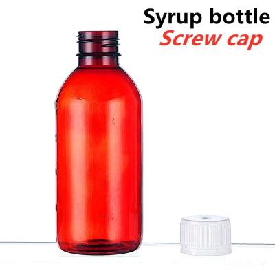 China 3oz 4oz Plastic Liquid Medicine Bottles Cough Syrup Red Bottle for sale