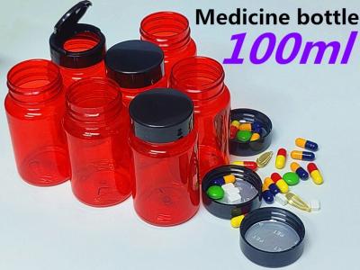 China Supplement Vitamins Medicine Bottles 100ml Red Pill Bottle for sale