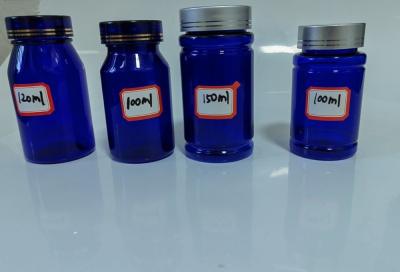 China Pharmaceutical 100ml 120ml 175ml Blue PET Plastic Pill Capsule Bottle Health Care tablet medicine Bottle with Screw Cap for sale