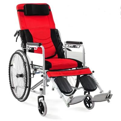 China Red Compact Folding Wheelchair 110KG Lightweight Fold Up Wheelchair for sale