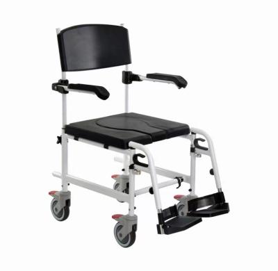 China Cadeira de banheiro de aço inoxidável com rodas OEM Banheiro portátil para idosos à venda