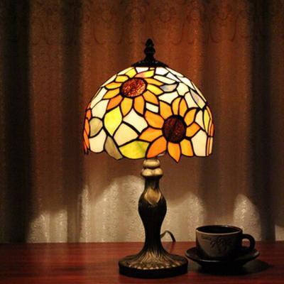 China Restaurant Bed Room Coffee House Hand-crafted reading table Decorative mosaic turkish flower Stained Glass Table lamp for sale
