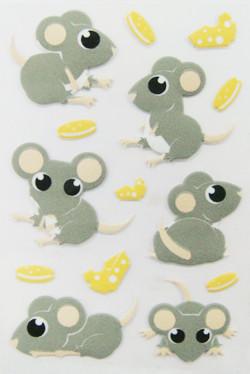 China Multi Colored Funny Puffy Animal Stickers For Boys Fancy Cartoon Mouse Shape for sale