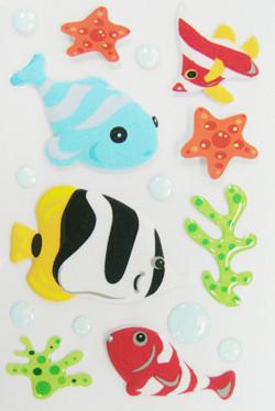 China 3D etiquetas engomadas hinchadas cortadas con tintas, etiquetas engomadas hinchadas de los pescados de la impresión en offset para los libros en venta