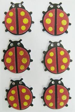 China Removable Ladybird Printable Fabric Stickers 3D Layered For Mirror Home Deco for sale