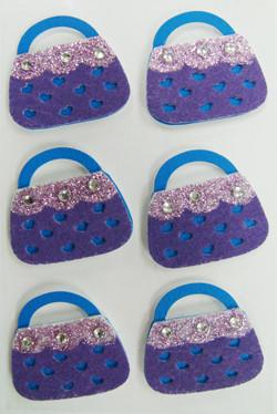 China Screen Printed Printable Fabric Stickers With Decora Rhinestone Purple Bag Shape for sale