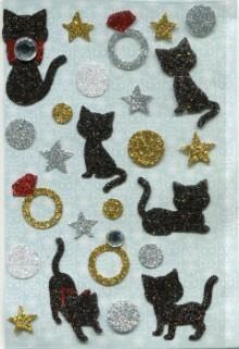 China Personalized Cute 3d Glitter Stickers , Beautiful Glitter Cat Stickers for sale