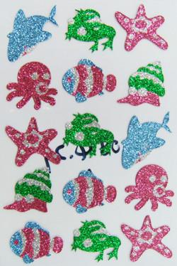 China Lovely Personalised Glitter Wall Stickers , Non Toxic Sea Animal Foam Stickers for sale