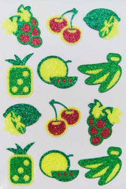 China Sparkly Puffy Glitter Stickers , Foam Fruit Stickers For Bags 80mm X 120mm for sale