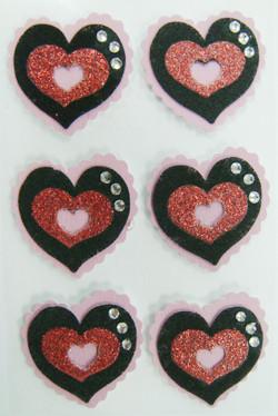 China Pink Glitter Custom Heart Shaped Stickers Printable For Valentines Day for sale