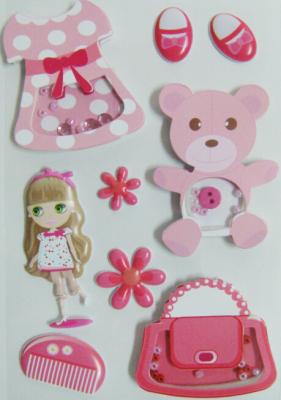 China Paper + PVC Puffy Cute Vintage Toy Stickers For Birthday Gift Eco Friendly for sale