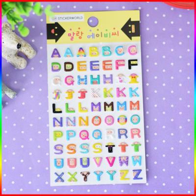 China Childrens Puffy Alphabet Stickers Lovely Bubble Design 90mm X 175mm Size for sale