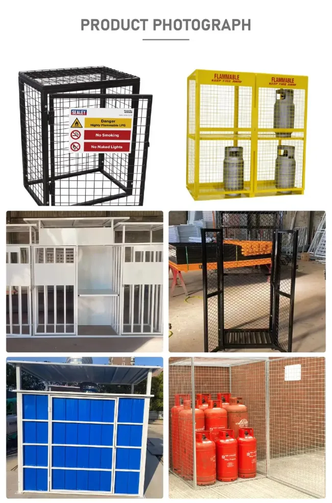 Full perspective of cage showing forklift access points
