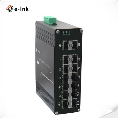 China 12 interruptor portuario manejado de la fibra del interruptor 2 portuarios 1000X SFP de 1000X SFP PoE en venta