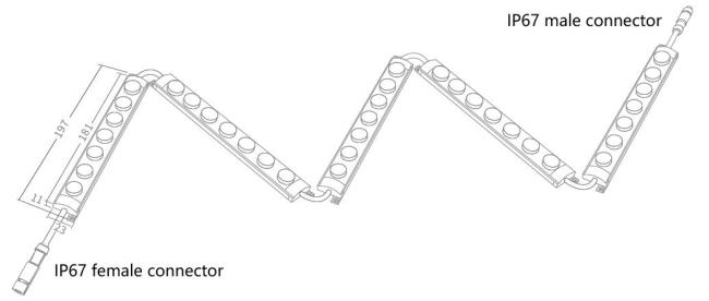 product drawing for IP67 Mini LED wall Wash String Lights product drawing for IP67 Mini LED wall Wash String Lights