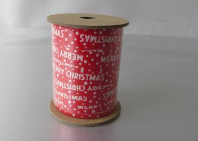 China White and Red Wide Christmas Curling Ribbon Spool with PP Laminagted Printed 130U for sale