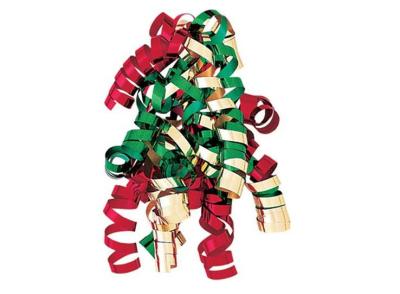 China Red , Green , White Color Combinations Curling Ribbon Bow , PP Metallic curled ribbon for sale