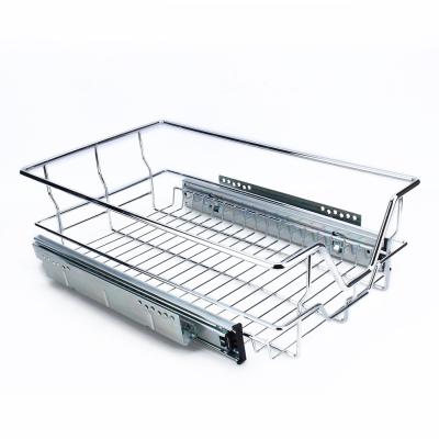 China Storage Loadable Kitchen Pull Out Basket Chrome Plated W228 X D400 X H140mm for sale