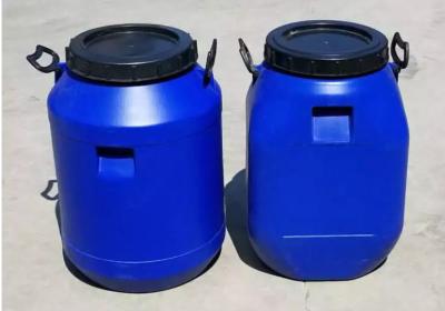 China 60L Food Storage Drum Blue Plastic Barrels With Thread Lid And Handle for sale
