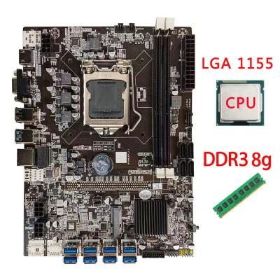 China 8 GPU Eth Mining PC Motherboard Intel®B75 Cryptocurrency 8 USB3.0 to 8 PCIE 16X for sale