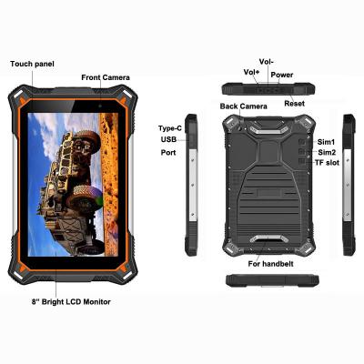 China IP68 Android Rugged Tablet PC 8 Inch MTK6762 Octa-Core 5M 13M Cameras 10000mah Battery for sale